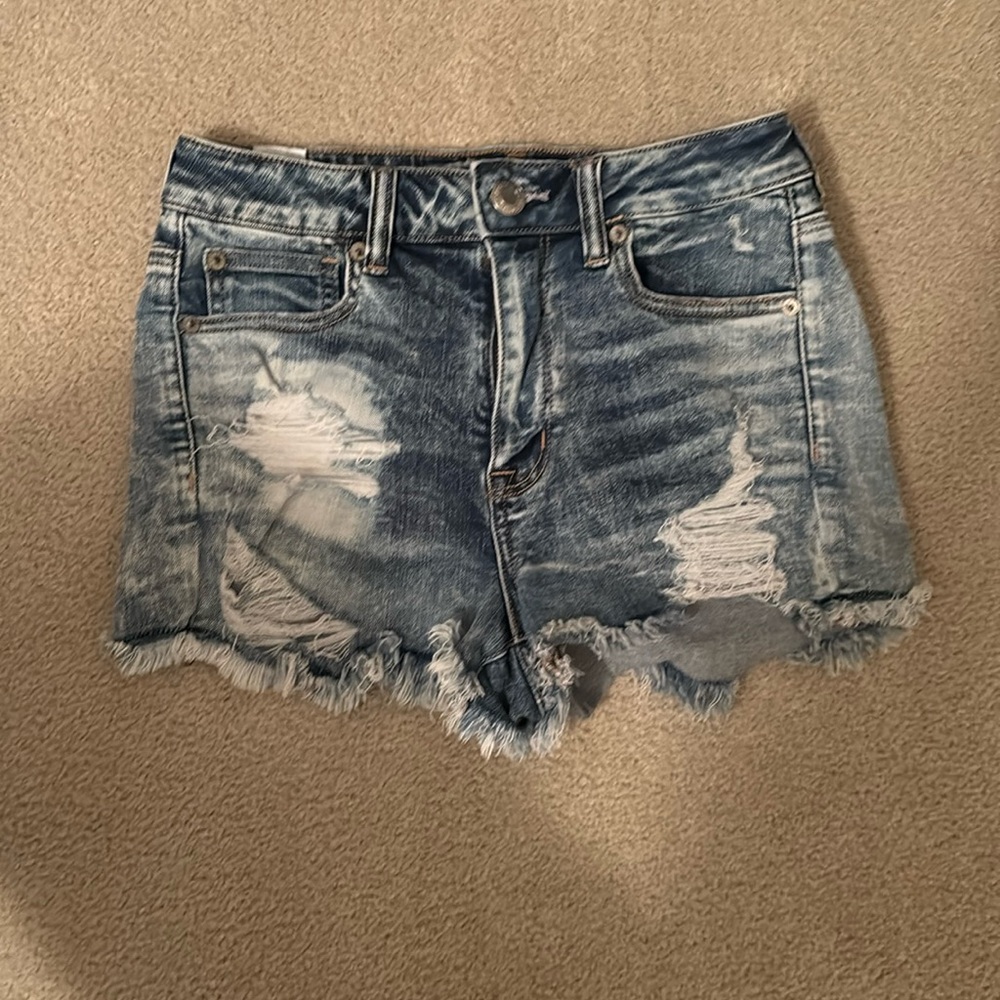 American Eagle High Rise Shortie denim shorts